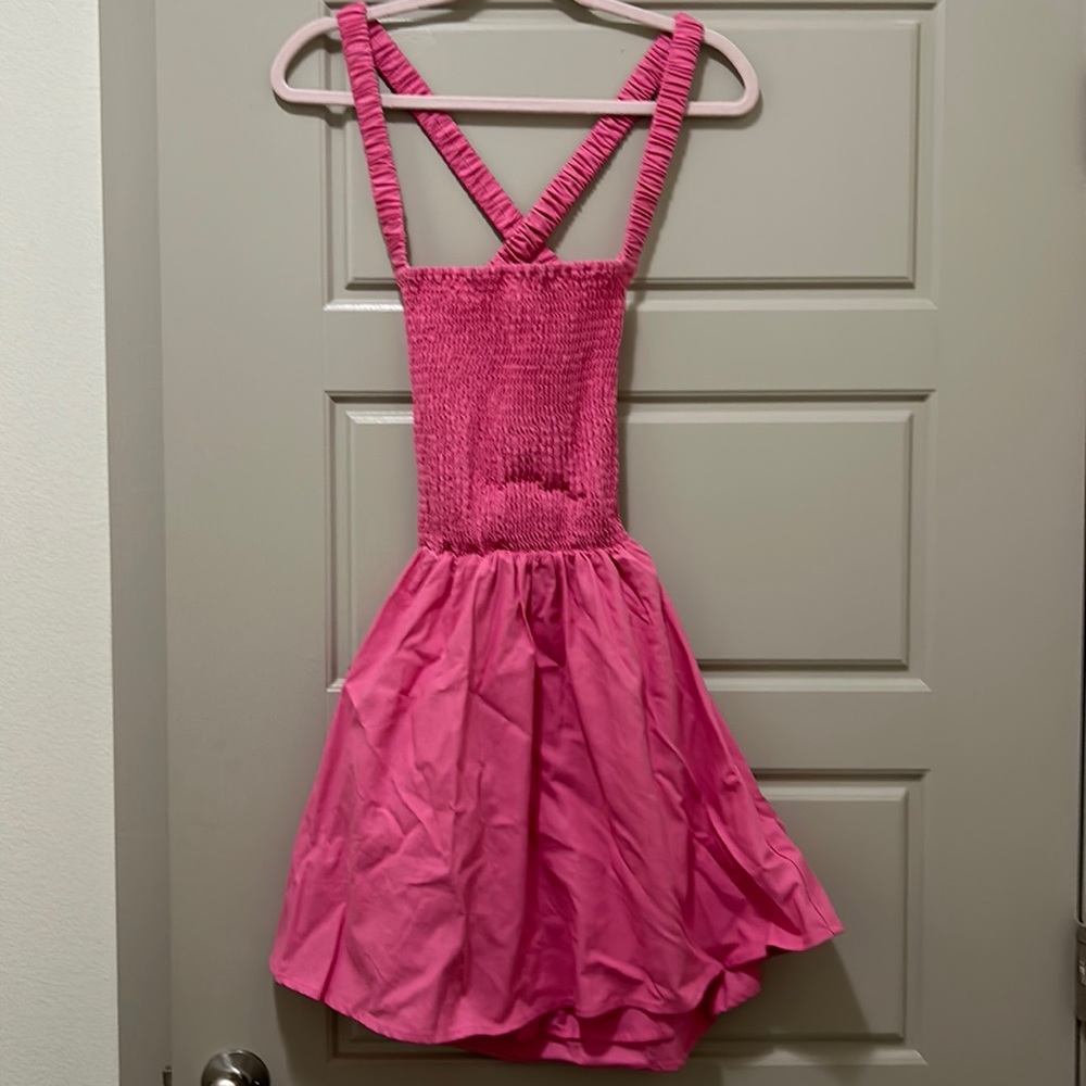 Pink Smocked Backless Dress